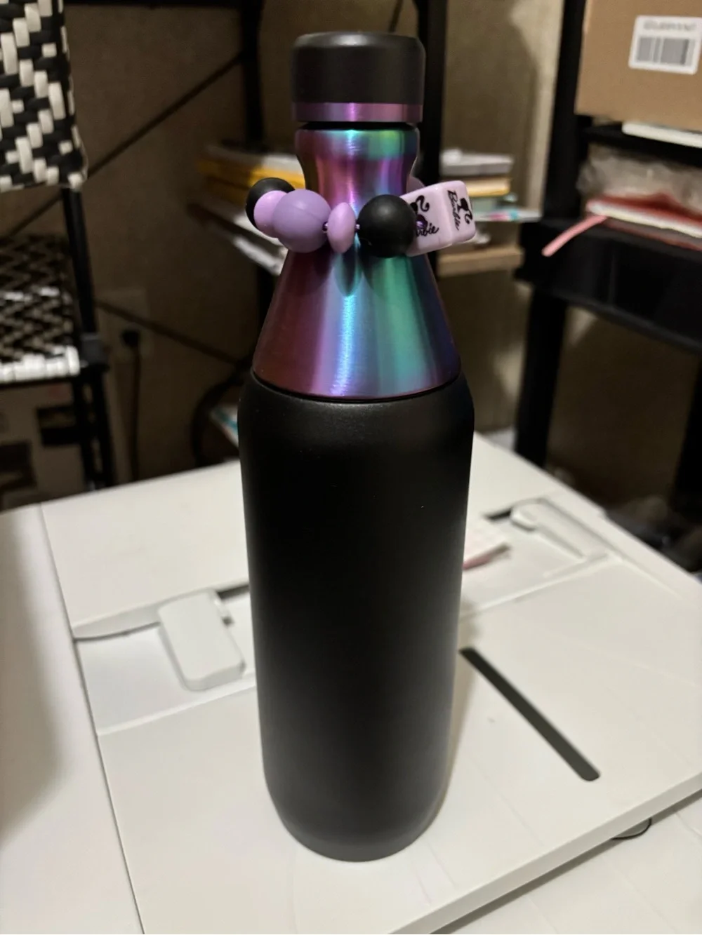 Stanley Black Bottle with Iridescent Purple Top - Picture 2 of 3
